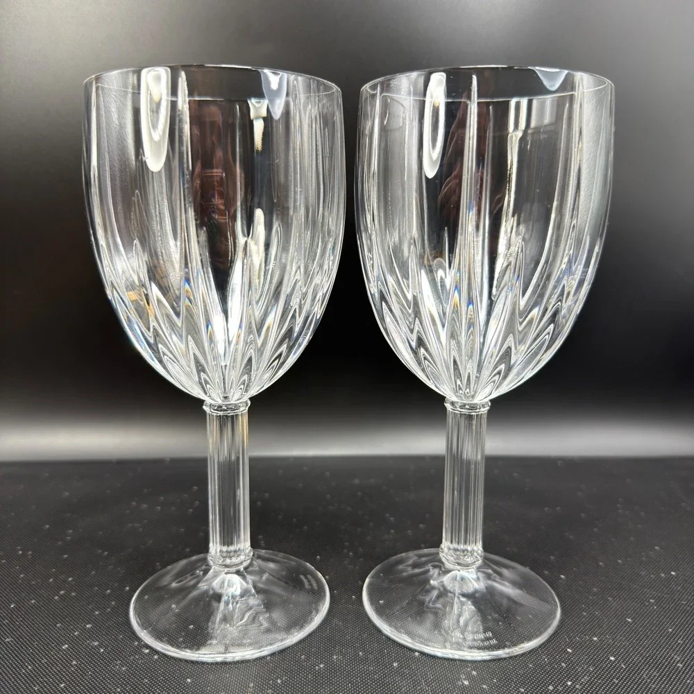 Waterford Crystal Sonesta Cups Goblets Pair 7 Inch Ribbed‎ Stem Set of 2 Clear